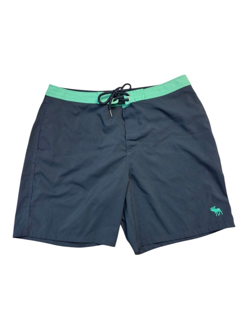 Abercrombie & Fitch Navy Stretch Board Shorts w/ Teal & Yellow Accents - Size 34
